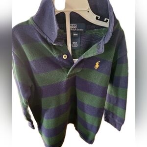 Baby Ralph Lauren Navy and Forest Green Striped Rugby Polo Size 18 Months